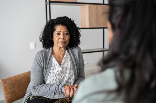 Woman talking to therapist about her nervous breakdown